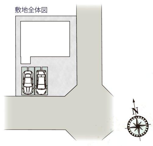 150㎡を越えるゆったりとした角地敷地。駐車も楽々。